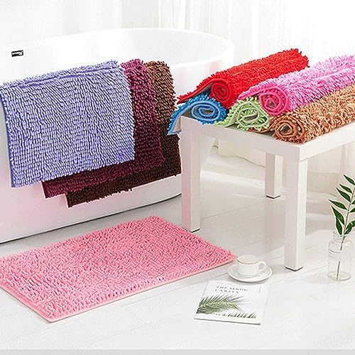 JAIJY Blue Rectangle Chenille Bath Rug 1