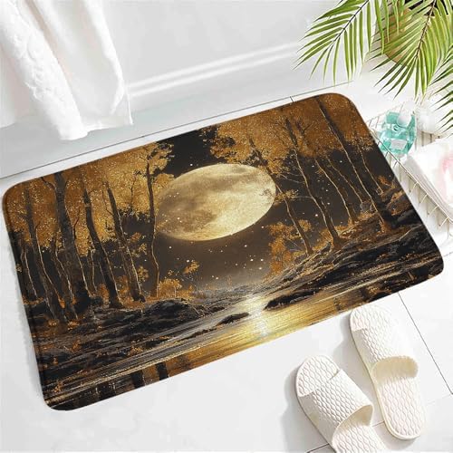 Forest Moon Bath Mat with Non-Slip Backing
