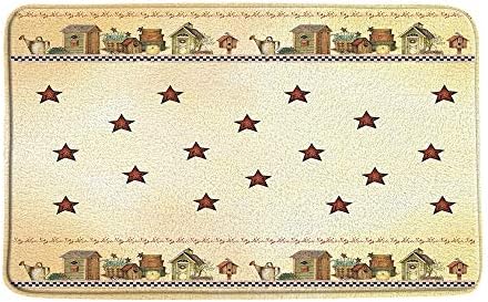 Rustic Star Country Bath Mat with Non-Slip Backing