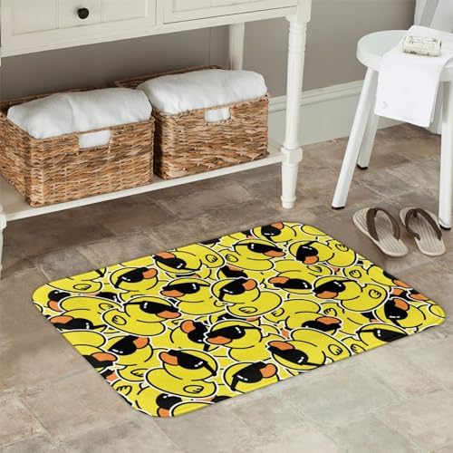 Cartoon Rubber Duck Bath Mat 24x16 Non-Slip Soft Microfiber