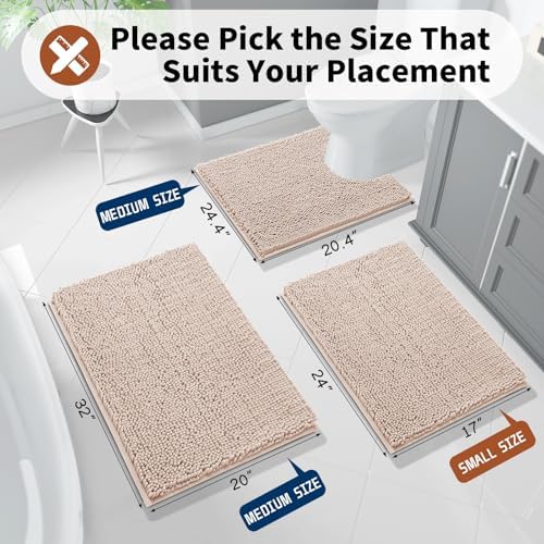 Yimobra Chenille Toilet Rug - Blush Beige U-Shaped Non Slip