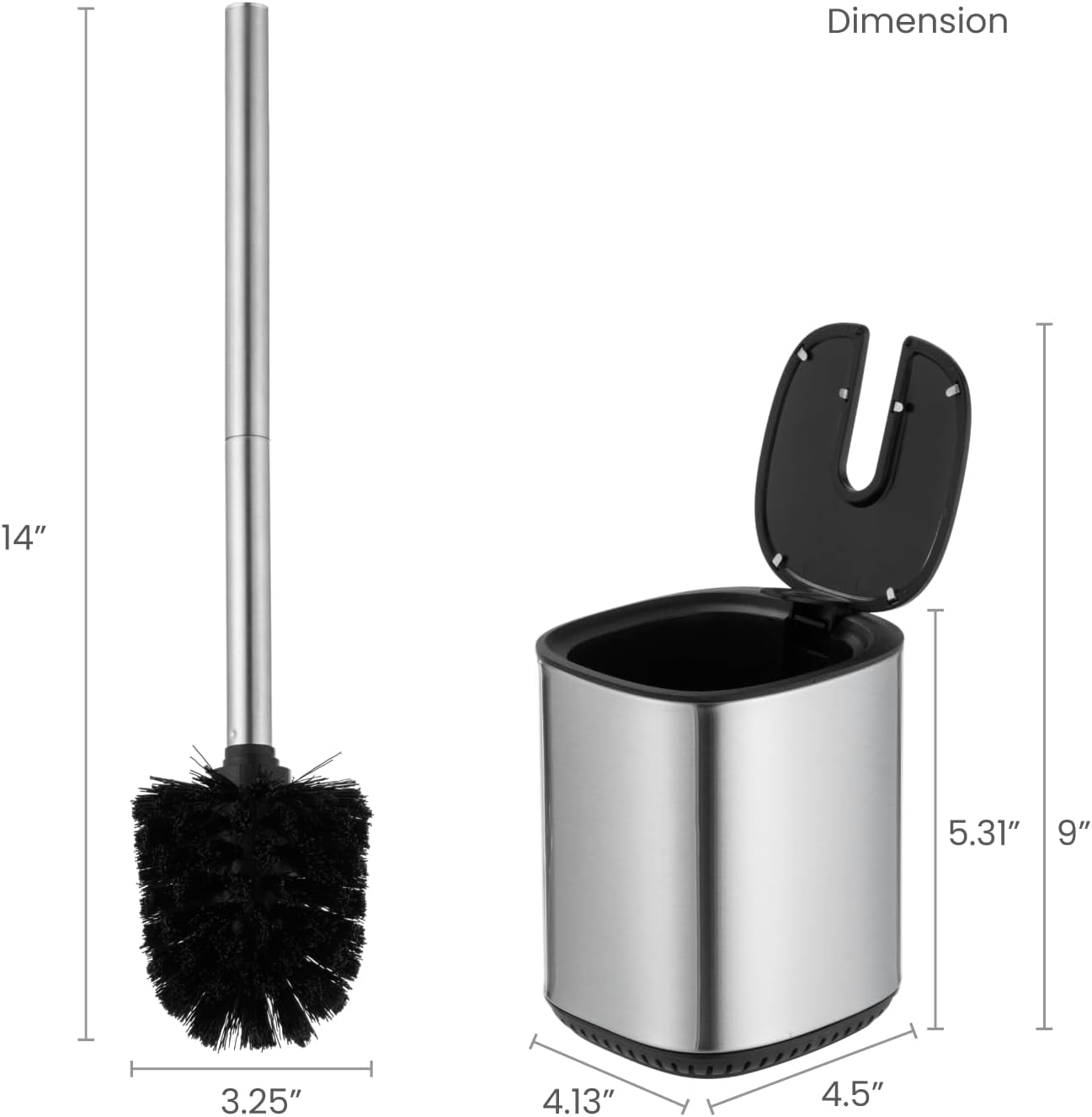 Home Zone Living Toilet Brush with Automatic Lid and Stainless Steel Handle 1
