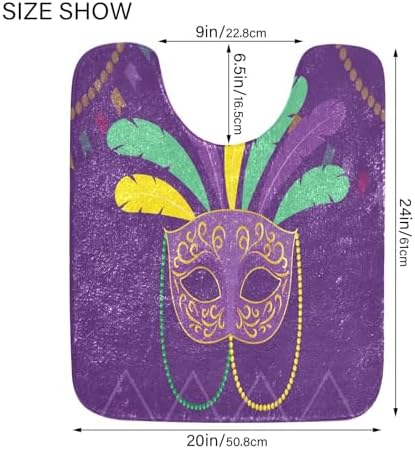 YETTASBIN Mardi Gras Mask Bath Mat Set 1