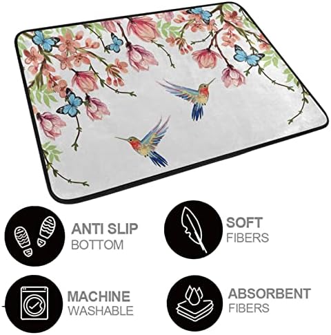 ALAZA Hummingbird Bath Mat 24x16 inch Non-Slip