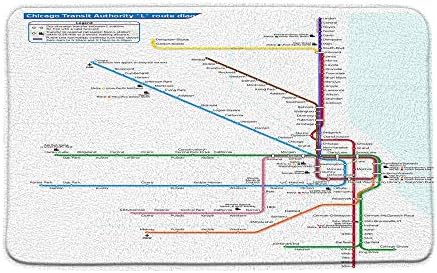 GCTNBJL Chicago Transit Authority Subway Map Bath Mat 178x295 Inch 1