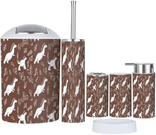 Boho Dinosaurs Bathroom Accessories Set 6 Piece