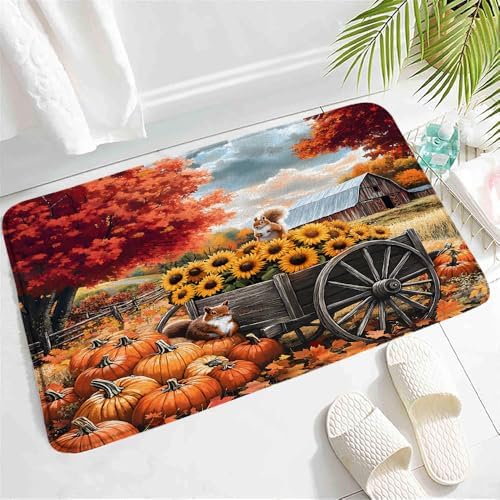 Autumn Farm Bath Mat - Non-Slip Waterproof and Decorative