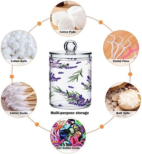 YETTASBIN Lavender Clear Plastic Apothecary Jars 2 Pack