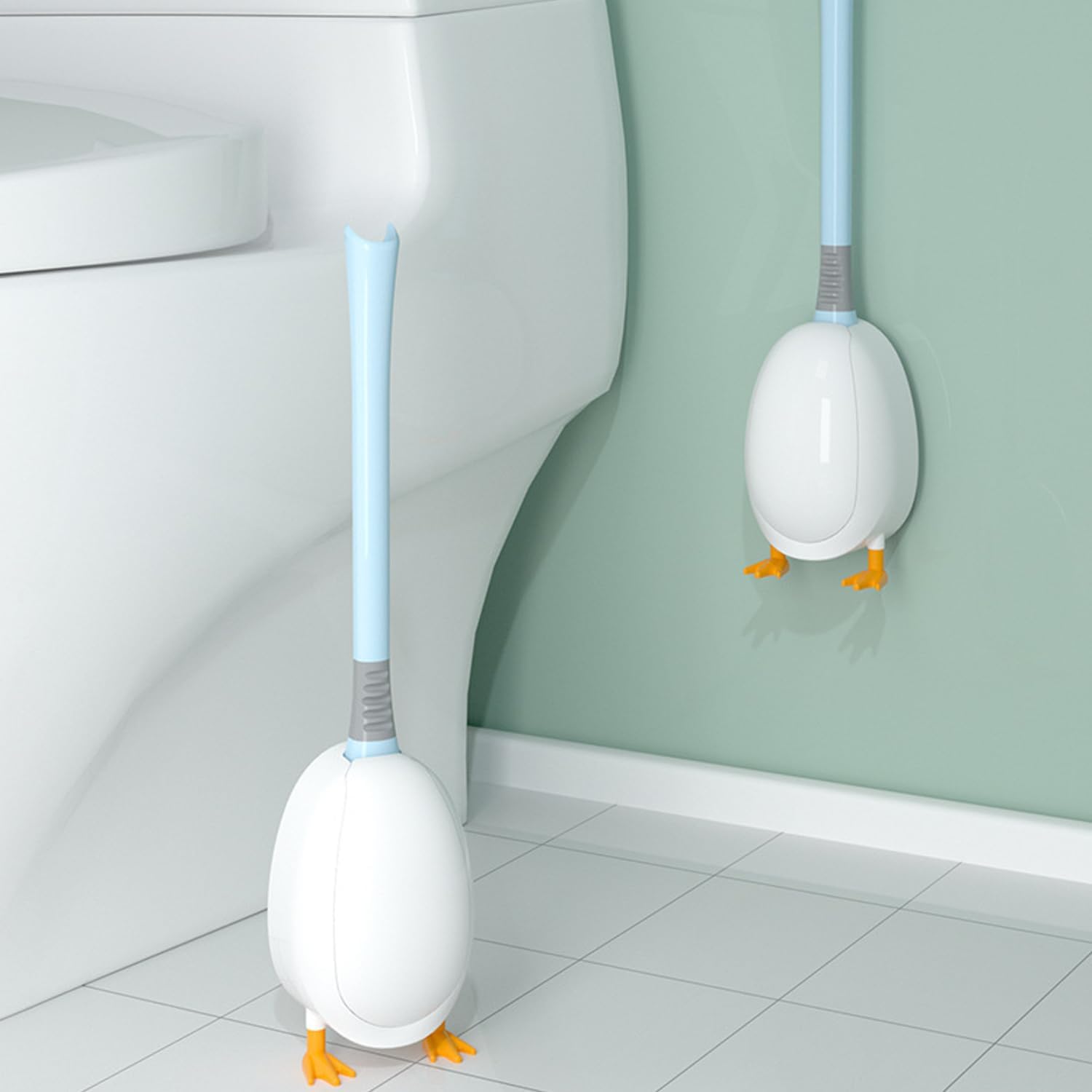 Duck Shape Space-Saving Toilet Brush Set