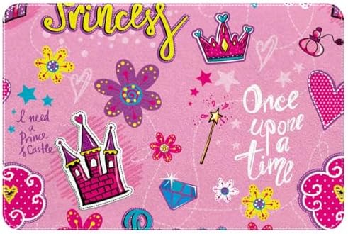 Girls Pink Castle Magic Flowers Bath Rug Non-Slip Doormat
