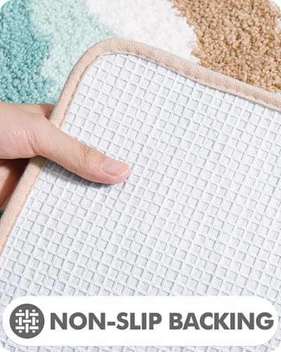 LUMI Bath Mats with Wave Designs Non-Slip Machine Washable