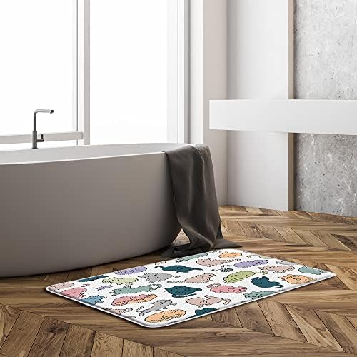 Sunhe Cute Cartoon Cat Bath Mat with Memory Foam