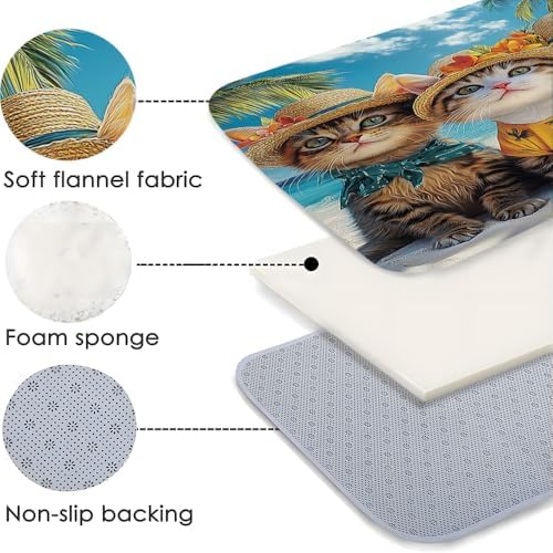 Tropical Kitten Bath Mat with Non-Slip Backing