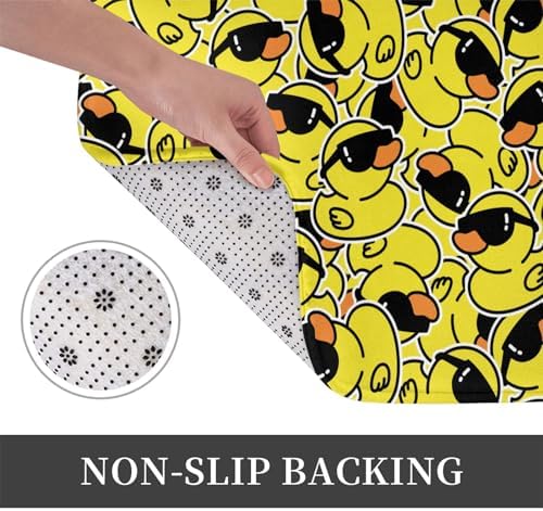 Cartoon Rubber Duck Bath Mat 24x16 Non-Slip Soft Microfiber
