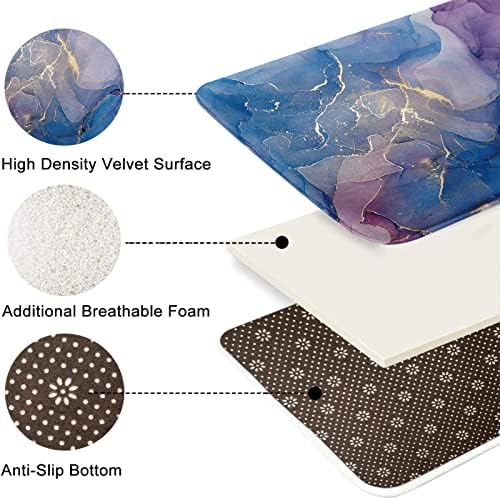 Britimes Blue Purple Bath Mat with Marble Texture