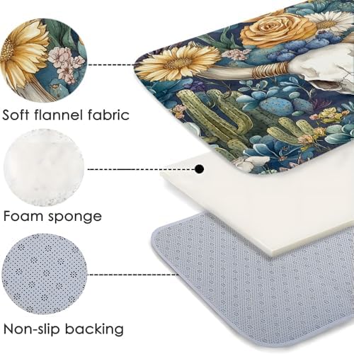 Western Bull Skull Bath Mat with Non-Slip Backing
