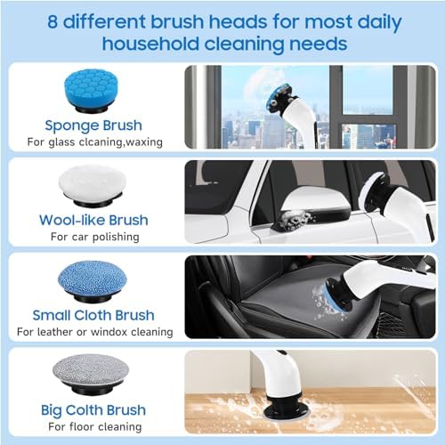 LYSHIATSU Electric Spin Scrubber with 8 Heads