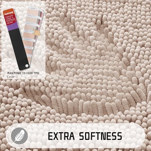 Yimobra Chenille Toilet Rug - Blush Beige U-Shaped Non Slip