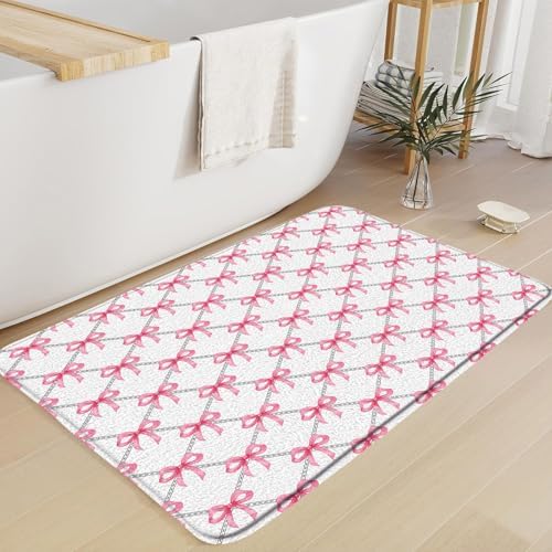 GCTNBJL Pink Bow Bath Mat 16x24 Inch