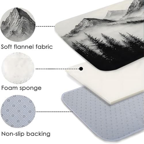 Grey Forest Mountain Bath Mat - Non-Slip 24x16 Inch