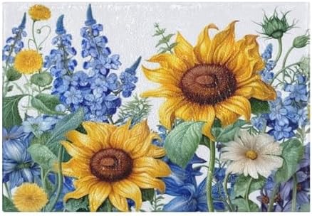 YETTASBIN Sunflower Rectangle Bath Mat Set 1