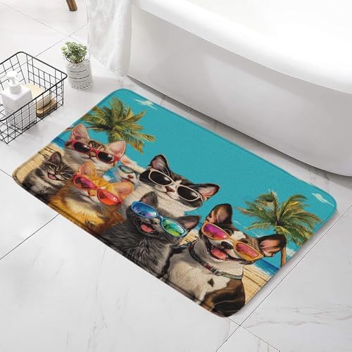 Funny Beach Pets Bath Mat - 24x16 Inch
