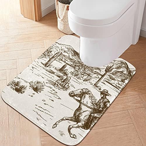 Western Cowboy Bath Rug Mat - Non-Slip Quick Dry 16x24 in