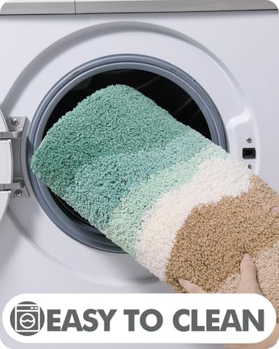LUMI Bath Mats with Wave Designs Non-Slip Machine Washable