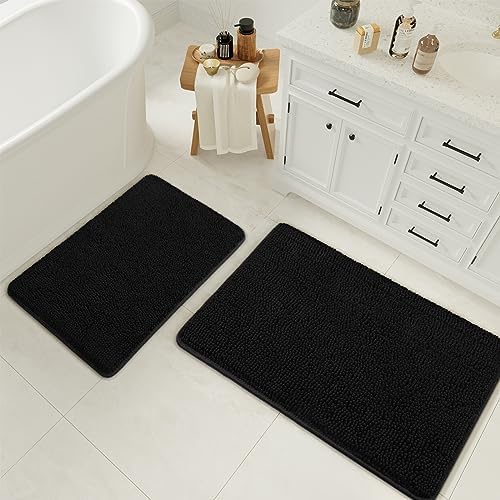 LOCHAS 2 Piece Bath Rug Set Black