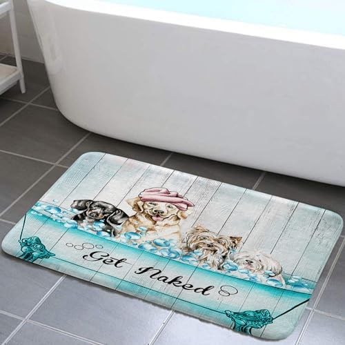 NYMB Rustic Funny Dog Bath Rug Set - Turquoise Blue 1