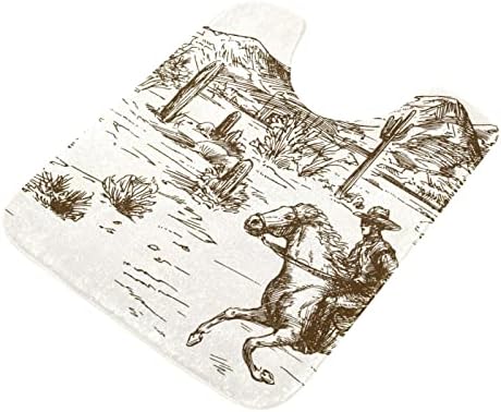 Western Cowboy Bath Rug Mat - Non-Slip Quick Dry 16x24 in