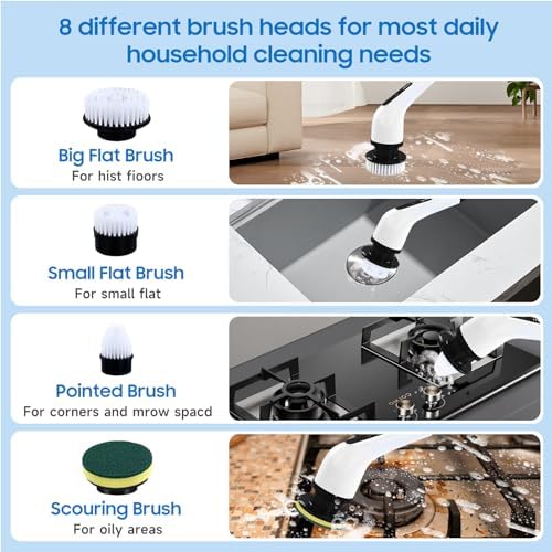 LYSHIATSU Electric Spin Scrubber with 8 Heads