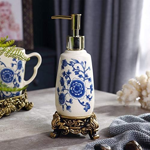 Vintage Ceramic Soap Dispenser with Gold Pump
