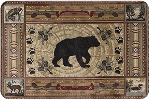 KXO Thicken Memory Foam Bath Mat with Deer Bear Moose Pattern