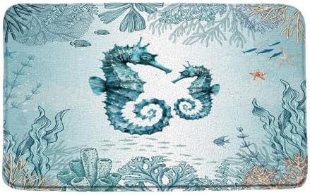 Coastal Beach Bath Rug 16x24 Inch Non-Slip