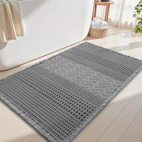 AMOAMI Waffle Bath Mat - Grey 24 x 36