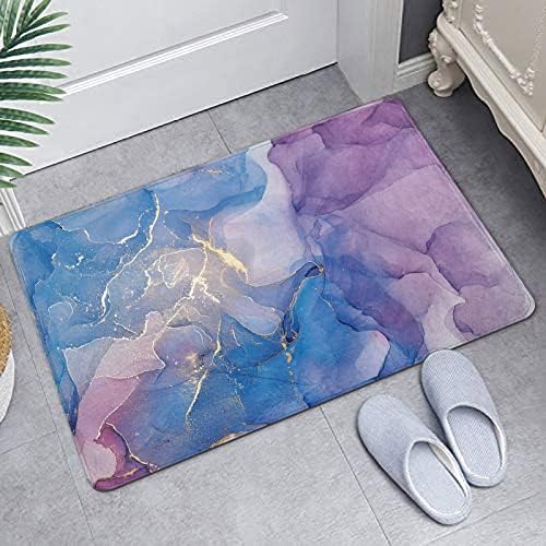 Britimes Blue Purple Bath Mat with Marble Texture