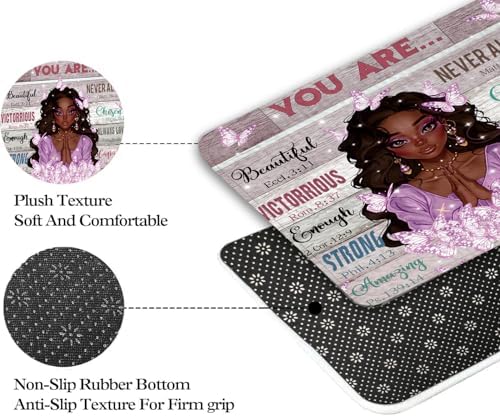 JAWO Black Girl Bath Rug with Butterfly Design 1