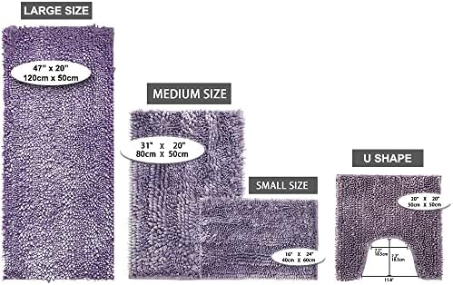 Civkor Bath Mat 31x20 Inch Purple Non-Slip Chenille Rugs