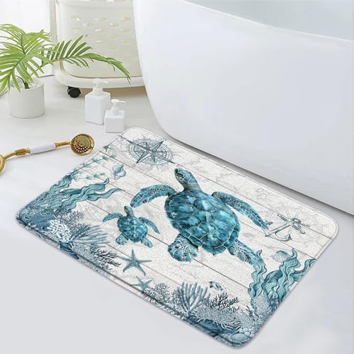 Beach Turtle Bath Rug 16x24 Inch Non-Slip 1