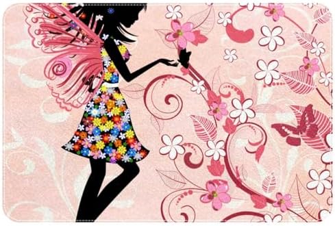 RSMYX Pink Fairy Butterfly Bath Rug Non Slip Door Mat