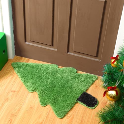 Tinideya Christmas Tree Bath Mat 28x20 Non Slip Kids Rug