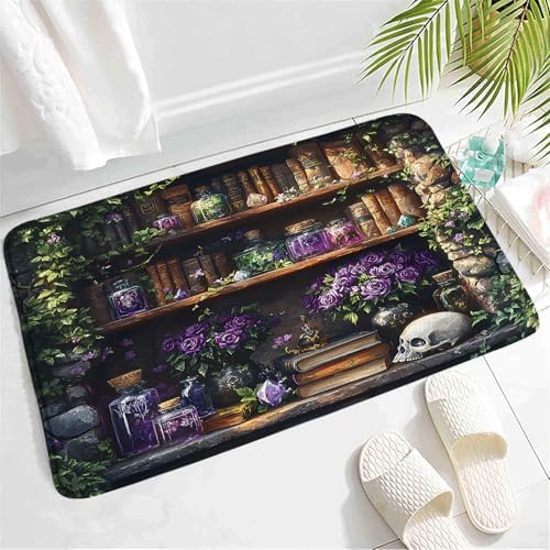 SATRTUD Gothic Bath Mat with Skull Design 24x16 Inch