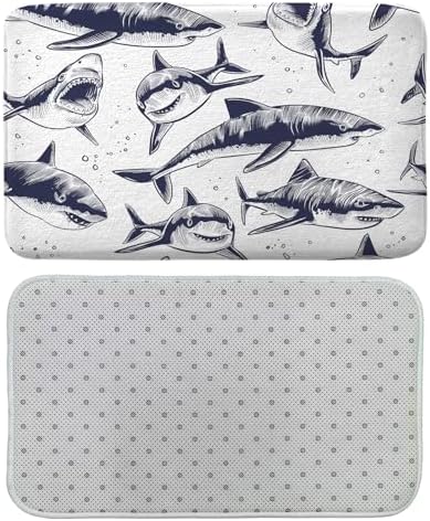 iTapnoom Shark Bath Rug Mat - Navy Blue 17x29 Inch
