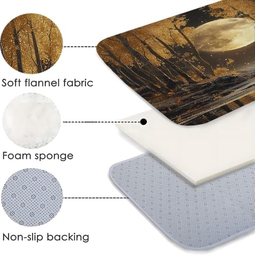 Forest Moon Bath Mat with Non-Slip Backing