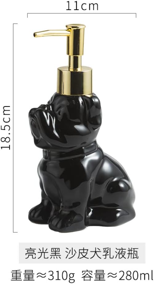 Cute Shar-Pei Dog Soap Dispenser Ceramic 280ml Black