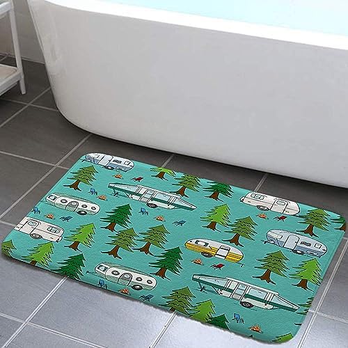 JAWO Happy Camper Bath Mat 16x24 Non-Slip
