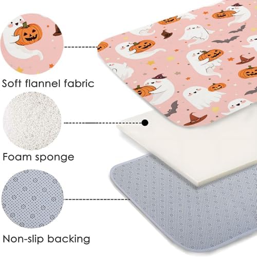 Halloween Ghost Pumpkin Bath Rug 16x24 Inch 1