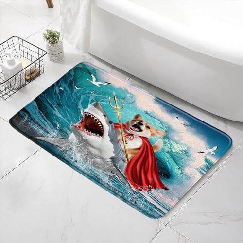 Funny Dog Shark Bath Mat with Memory Foam