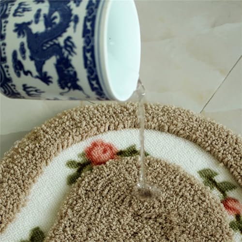 Apioiqa Rose Flower Bath Rug 20x20 Shaggy Plush Mat